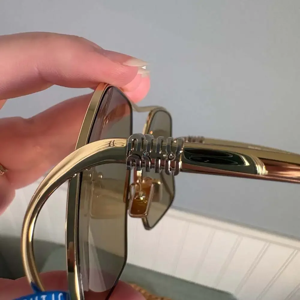 Miu Miu MU A55S Geometric Square Metal Sunglasses in Gold